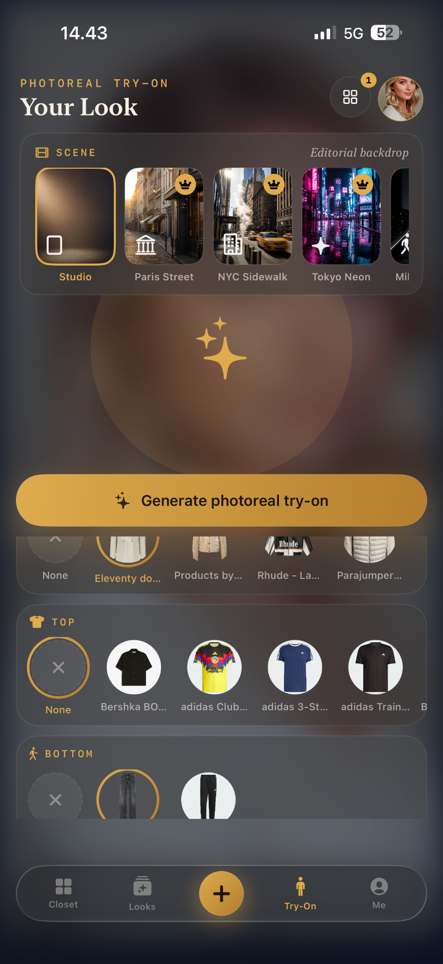 Virtual fitting room scenes for Mirame try-on